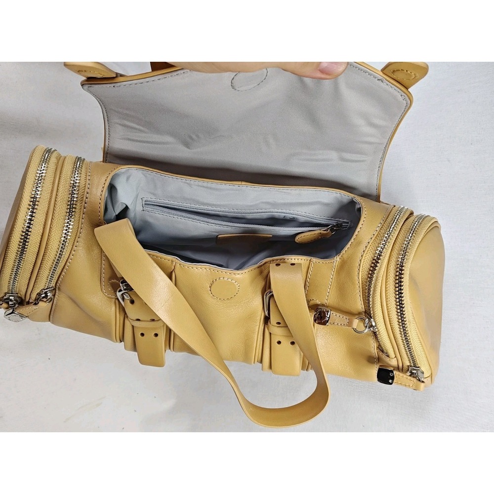 Cole Haan Alexa Natural Cream Leather Large E/W Roll Bag Cylinder Satchel NEW - Picture 9 of 16